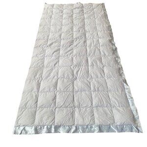 White Goose Down Comforter Queen Size Cotton Cover Warm Blanket Satin Trim‎